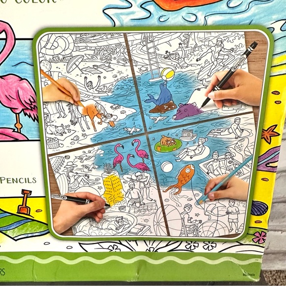 Crayola Family Escapes Group Coloring Scenes 60 Piece Set Markers Pencils Pages - Picture 2 of 16